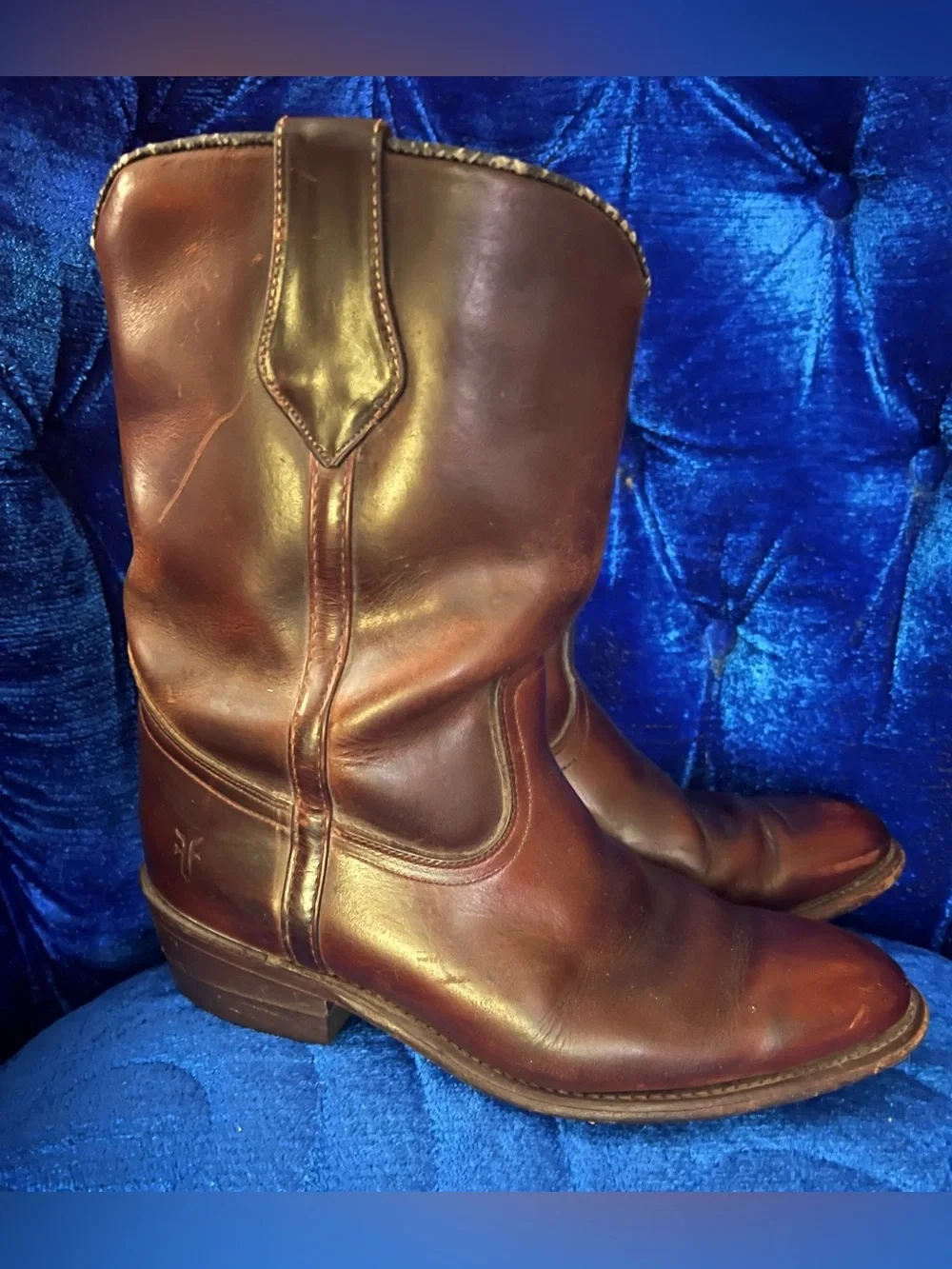FRYE| Duke Roper Brown Leather Distressed calf boots  Boots 8K03759 Sz 8.5